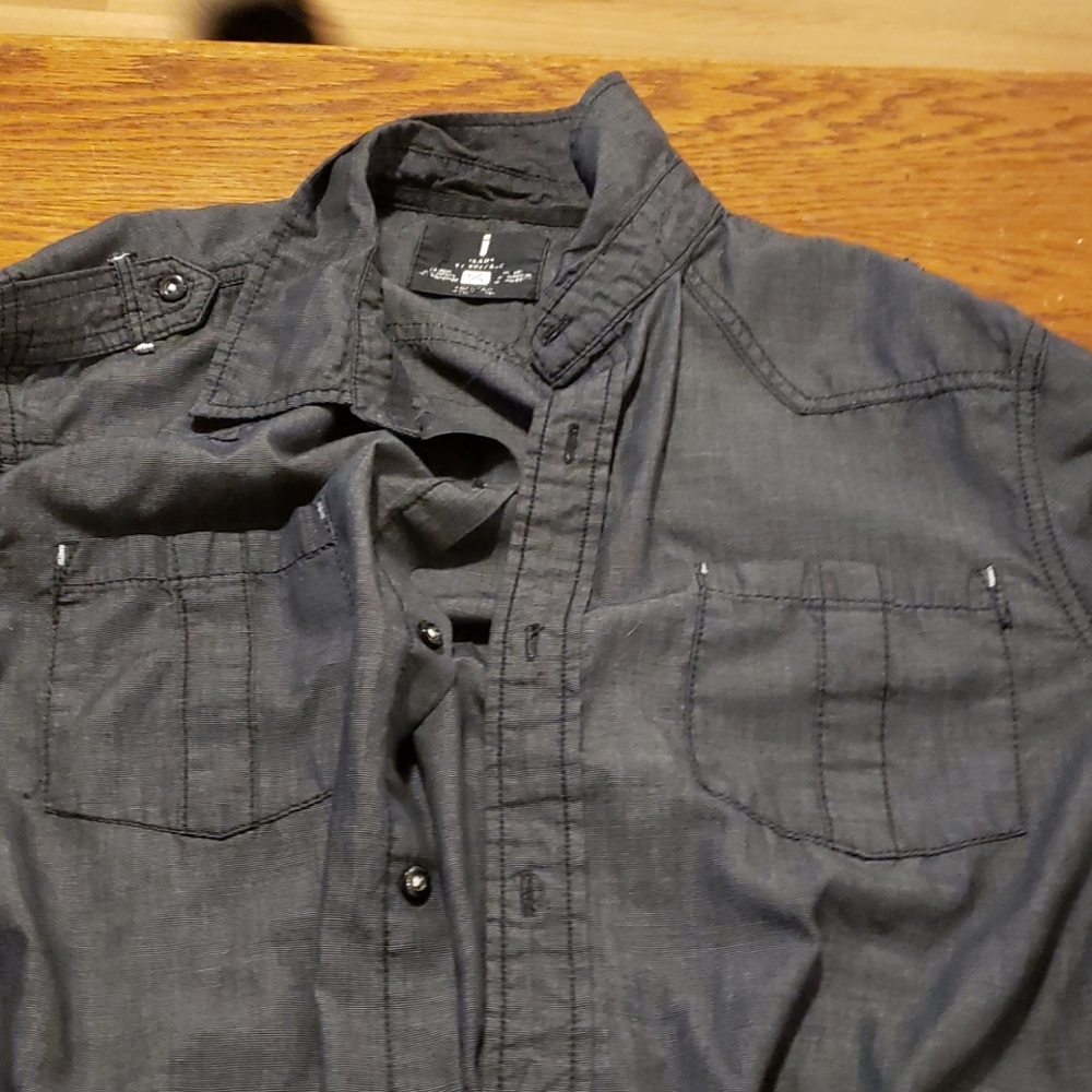 Grey button down